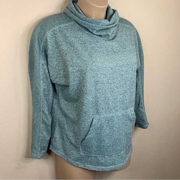 1x Teal Blue Heather Cowl Neck Activewear Athletic Plus 16w 18w Pocket Stretch - Picture 3 of 8